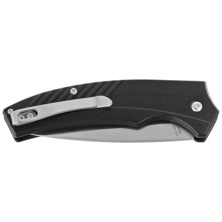 Herbertz CJH Black Aluminum Automatic Knife, Satin 420 (55026)