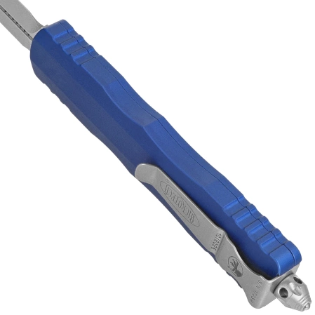 Nóż automatyczny OTF Microtech Dirac Delta D/E Navy Aluminium, Stonewashed by Tony Marfione (227-10NA)