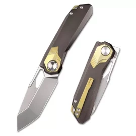 Nóż składany Remette RT-Peregrine Falcon Brown/Gold Titanium, Hand Grinding Pearlescent M390 (RTT1-B)