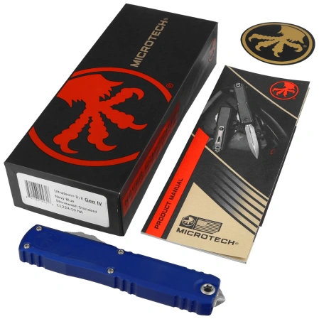 Nóż automatyczny OTF Microtech Ultratech Gen IV D/E Navy Blue Aluminium, Stonewashed M390MK by Tony Marfione (11224-10NA)