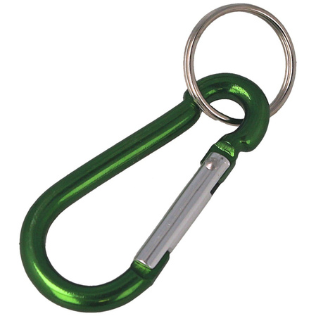 FOX 6 Aluminium Spring Clip Hook Carabiner, Green