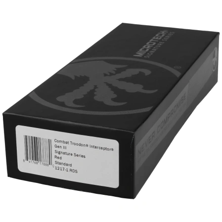 Microtech Combat Troodon Gen III Interceptor Signature OTF Knife Red Aluminum, Black M390MK by Tony Marfione (1217-1RDS)