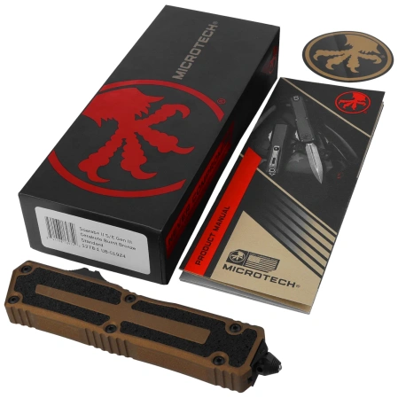 Microtech Scarab II Gen III S/E OTF Knife Cerakote Burnt Bronze Aluminum, Cerakote Burnt Bronze M390MK by Tony Marfione (1278-1UB-C19Z4)