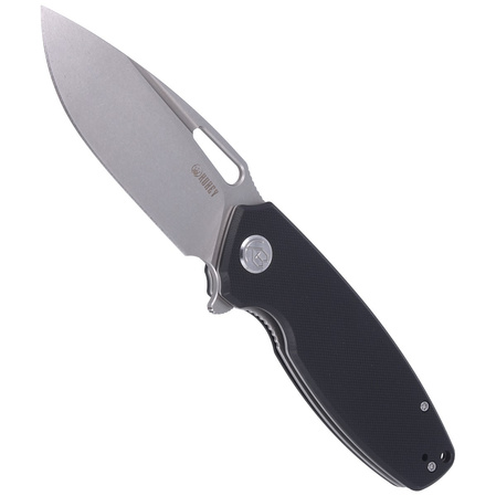 Kubey Knife Tityus, Black G10, Bead Blasted D2 (KU322A)