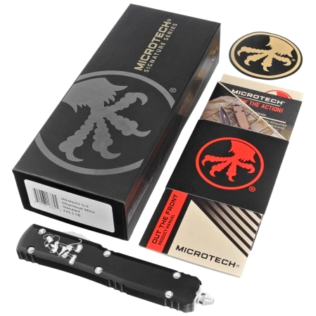 Nóż automatyczny OTF Microtech Ultratech S/E Steamboat Willie Signature Black Aluminium, Antique White M390 by Tony Marfione (121-1SB)