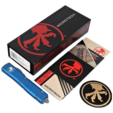 Microtech Ultratech D/E Blue Aluminium, Apocalyptic M390 by Tony Marfione (122-10APBL)