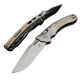 Microtech Marfione Select Amphibian Ram-Lok S/E Knife Stonewashed Frag Pattern Titanium, Stonewashed M390MK by Tony Marfione (137RL-10FRMS1)