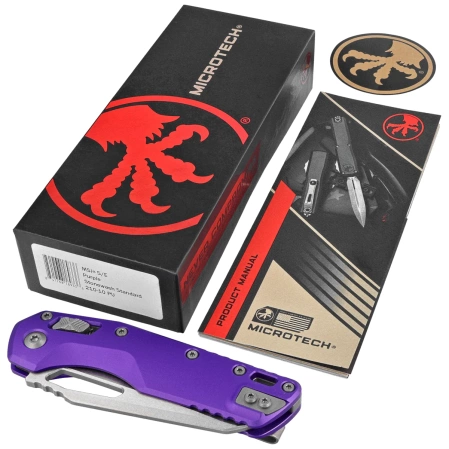 Nóż składany Microtech MSI S/E Purple Aluminium, Stonewashed M390MK by Tony Marfione (210-10PU)