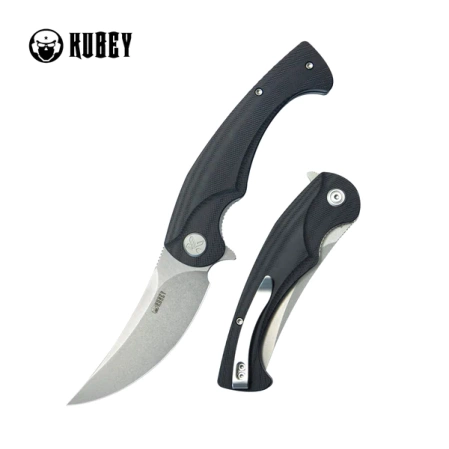 Kubey Knife Scimitar Black G10, Bead Blasted 14C28N (KU173K)