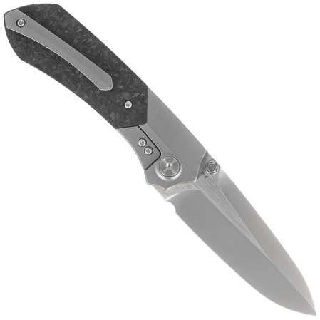 Remette RT-Meteor Knife Gray Titanium/Shredded Carbon Fiber, Pearlescent M390 (RTPT-E)