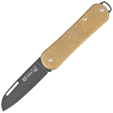 Fox Vulpis Brass, Black Top Shield M390 Pocket Knife (FX-VP108 OTB)