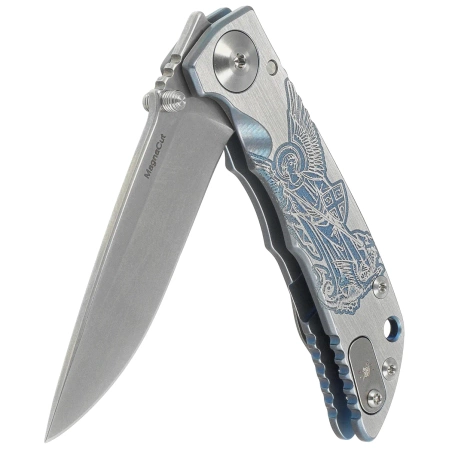 Nóż składany Spartan Blades Harsey Folder 3.25 Special Edition Saint Michael Gray Titanium, Gray HW, Stonewashed MagnaCut  by William W. Harsey Jr.