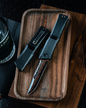 Nóż automatyczny OTF Microtech Custom Combat Troodon LT Interceptor Signature Black Aluminium, Baker Forge Raindrop CopperMai Damascus by Tony Marfione (1217-16MS1)