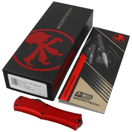 Microtech Hera II Mini Bayonet OTF Knife Red Aluminium, Black M390MK by Tony and Sean Marfione (1701M-1RD)