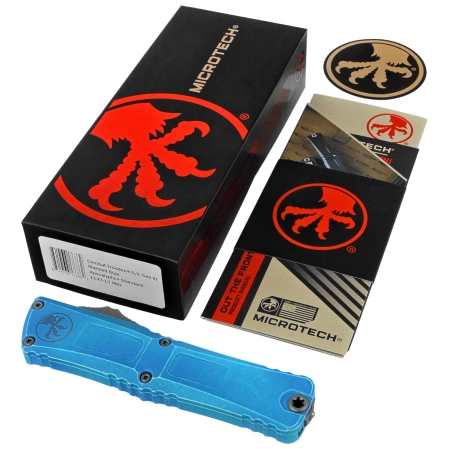 Nóż automatyczny OTF Microtech Combat Troodon Gen III S/E Marbled Blue Aluminium, Apocalyptic M390MK by Tony Marfione (1143-10MBL)