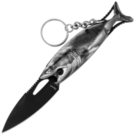 Martinez Albainox Fishing 2 Knife Key-ring Grey Aluminum, Black 3Cr13Mov (25144 GY)
