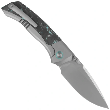 Remette RT-Steed Knife Gray Titanium/Black-Blue Carbon Fiber, Pearlescent M390 (RTWS-TB)