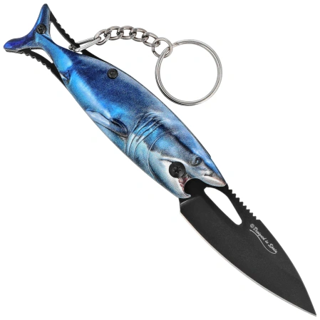 Martinez Albainox Fishing 2 Knife Key-ring Blue Aluminum, Black 3Cr13MoV (25144 BL)