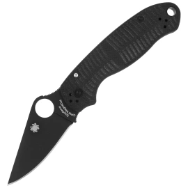 Spyderco Para 3 Salt Knife Black G10, Black DLC MagnaCut by Sal and Eric Glesser (C223GMCBKP)