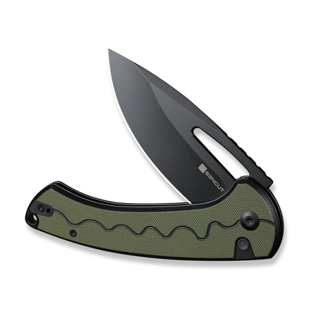 Sencut Squiggy Knife Black / Green G10, Black 9Cr18MoV (S24082A-2)