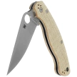 Spyderco Military 2 Knife Brown Canvas Micarta, Satin Cru-Wear by Sal and Eric Glesser (C36MPCW2)