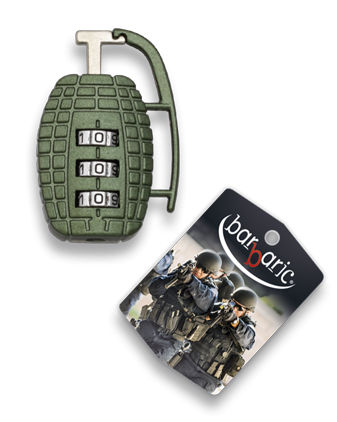 Barbaric Padlock Grenade Shaped, Green Metal (09919)