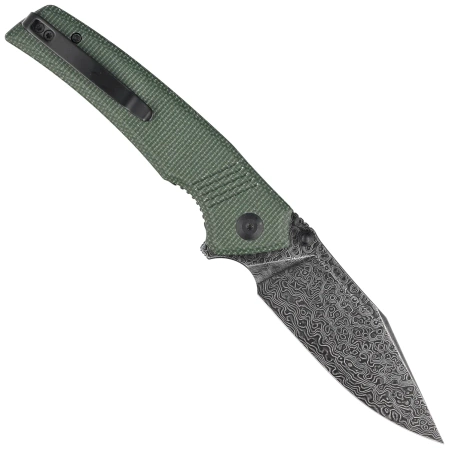 Civivi Knife Tranquil Green Canvas Micarta, Black Hand Rubbed Damascus (C23027-DS1)