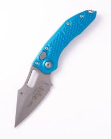 Microtech Stitch-A S/E Automatic Knife Blue Tri-Grip Aluminum, Apocalyptic M390 by Borka Blades and Tony Marfione (169-10APBL)