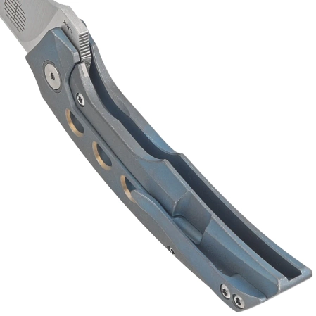Reate Velocity Blue/Bronze Titanium Knife, Belt Satin Elmax by Tashi Bharucha