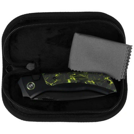 Remette RT-Steed Knife Black Titanium/Black-Green Carbon Fiber, Black DLC M390 (RTWS-BH)