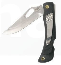 Mikov Crocodile Black ABS Folding Knife, Mirror Finish with Clip (243-NH-1/B BLACK/CLIP)