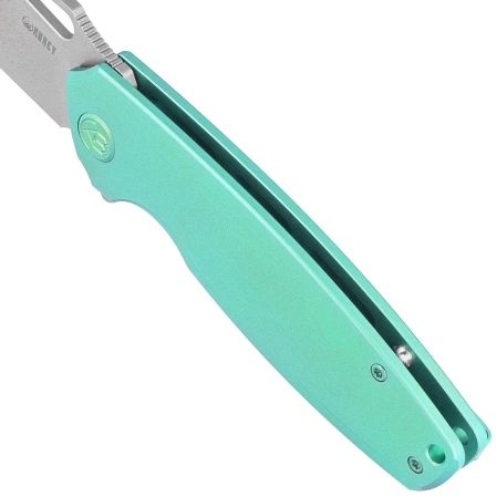 Nóż składany Kubey Tityus KB360B Green Titanium, Bead Blasted 14C28N