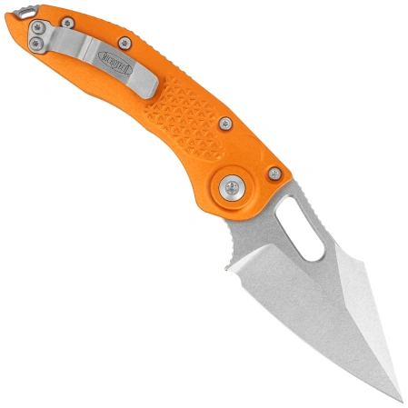 Microtech Stitch-A S/E Automatic Knife Orange Tangerine Tri-Grip Aluminum, Stonewashed by Borka Blades and Tony Marfione (169-10OT)