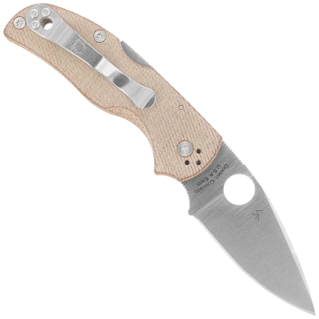 Spyderco Native 5 Knife Brown Canvas Micarta, Satin CPM Cru-Wear by Sal Glesser (C41MPCW5)