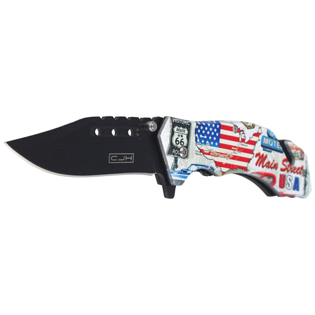 Nóż ratowniczy Herbertz CJH US Flag, Black Blade 420 (44004)