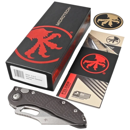 Nóż automatyczny Microtech Stitch-A S/E Black Aluminium, Stonewashed by Borka Blades and Tony Marfione (169-10)