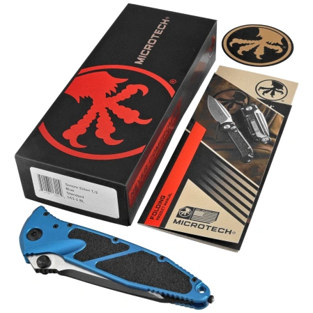 Microtech Socom Elite T/E-M Knife Blue Aluminium, Black M390MK by Tony Marfione (161-1BL)