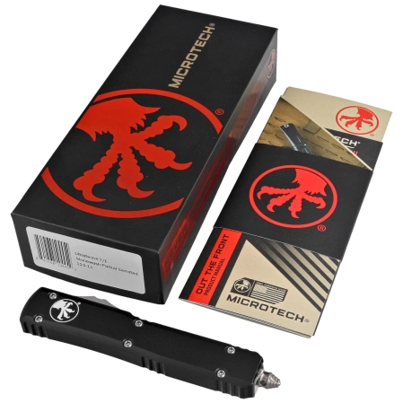 Microtech Ultratech T/E OTF Knife Black Aluminum, Stonewashed P/S M390 by Tony Marfione (123-11)