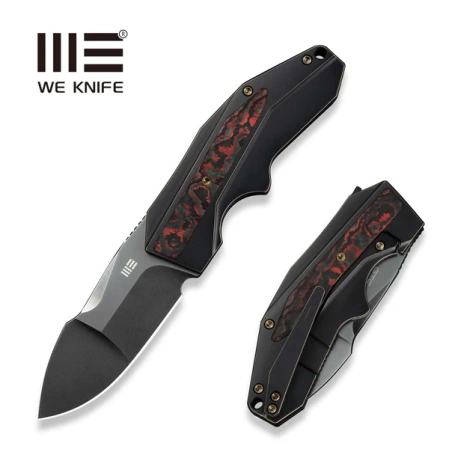 WeKnife Coral SLT Black Titanium/Lava Flow Fat Carbon, Polished Gray CPM 20CV by Gustavo T. Cecchini (WE24044-3)