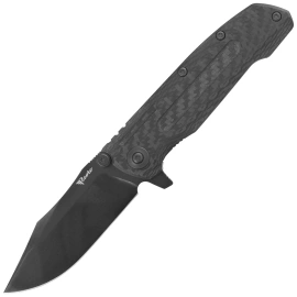 Nóż składany Reate District 9 V2 Black Titanium/Carbon Fiber, Black DLC 154CM (9D-V2 TDLC DLC)