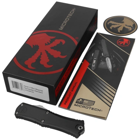 Microtech Hera II Mini Bayonet OTF Knife Black Aluminium, Stonewashed M390MK by Tony and Sean Marfione (1701M-10)