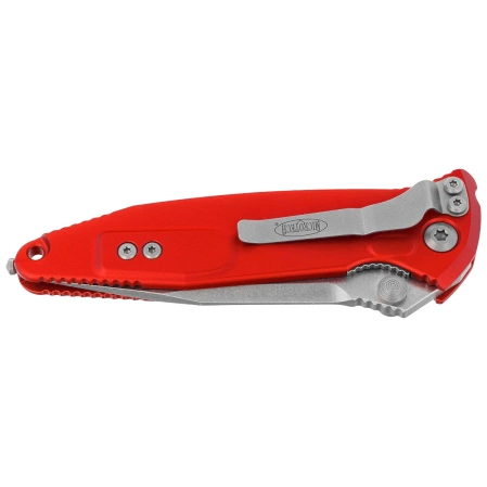 Nóż składany Microtech Socom Elite S/E-M Red Aluminum/3M, Stonewashed M390 by Tony Marfione (160-10RD)