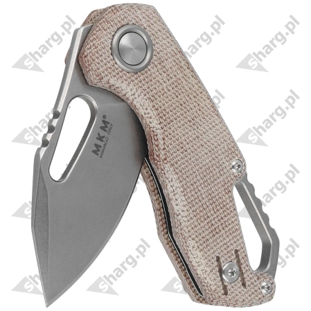 Nóż składany MKM Isonzo Clip Point Natural Canvas Micarta, Stonewashed M390 by Jesper Voxnæs (MK FX03M-3NC)