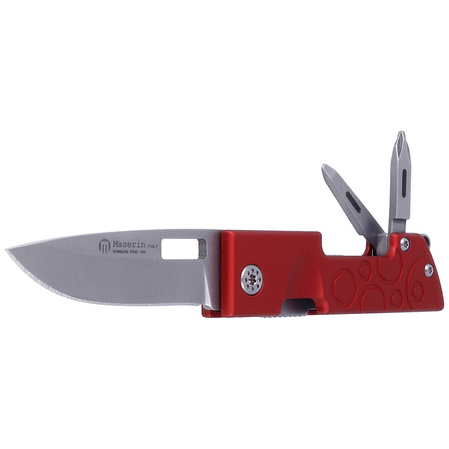 Maserin D-Dut Red Aluminum, Stonewashed 440C by Bonus Knife/Multi-Tool (214/R)