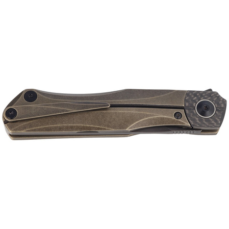 Bestech Thyra Bronze Stonewashed Titanium/Carbon Fiber, Black Stonewashed M390 by Kombou Knife (BT2106C)
