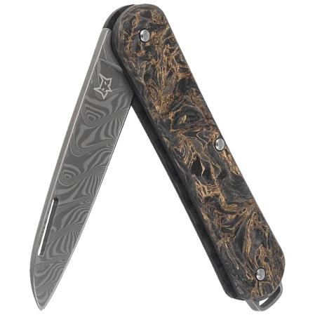 Fox Vulpis 130 LE No 116/250 Dark Matter Fat Carbon, Super Clean Damascus by Balbach Damast Pocket Knife (FX-VPDAM130 DMGO)