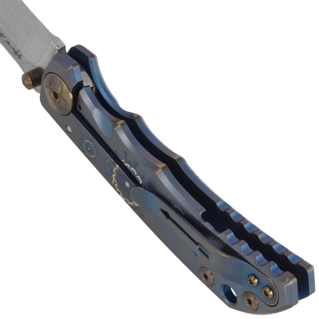 Nóż składany Spartan Blades Harsey Folder ''Plague Doctor'' Blue Titanium, Satin MagnaCut by William W. Harsey (SF5DOCTOR BL)