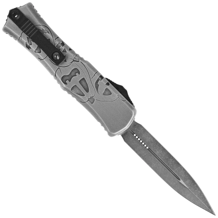 Microtech Hera II Mini Signature D/E OTF Knife Jack-O-Lantern Aluminum, Black Apocalyptic M390MK by Tony Marfione (1702M-1 BMHWJLS)