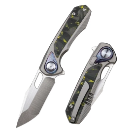 Nóż składany Remette RT-Saker Falcon Gray Titanium/Carbon Fiber, Manual Fine Grinding Satin S45VN (ASTP-2)