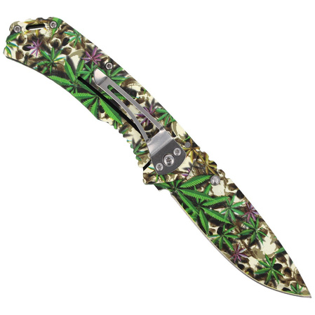 Herbertz CJH Knife with 3D Skulls/Hemp Leaves Print, Colorful 420 (581712)